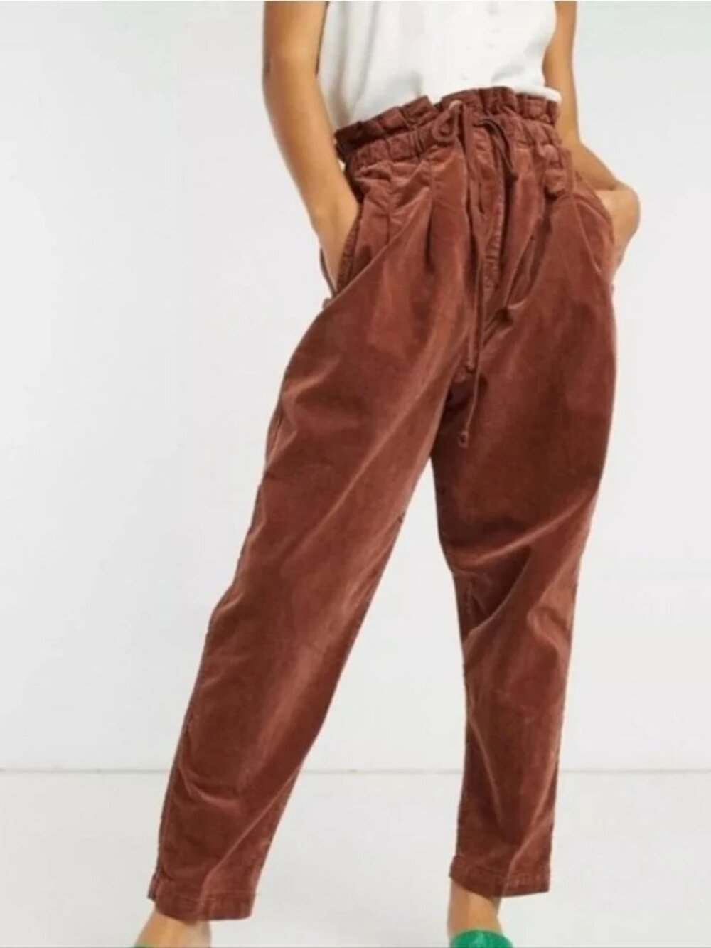 Free People Margate Paperbag Corduroy Gingerbread Spice, NWT, S